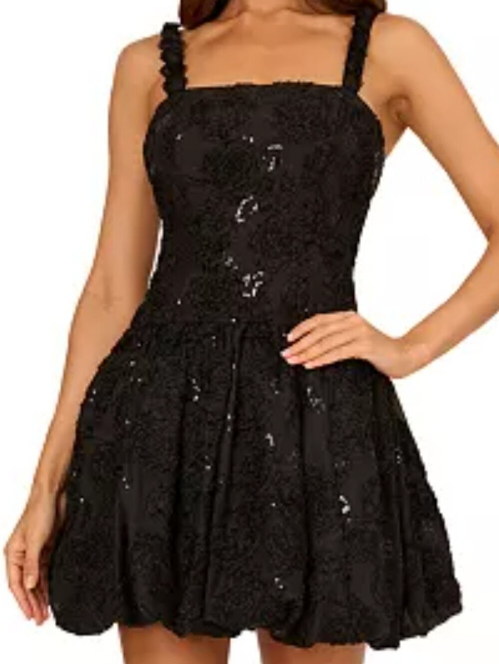 Adrianna Papell Women's Square Neck Soutache Flounce Short Dress NWT